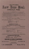 ["&lt;p&gt; Pamphlet.  Includes advertisements for Baugh&#39;s raw bone meal, Baugh&#39;s pure dissolved bones, Baugh&#39;s animal, bone, and potash compound, and Baugh&#39;s double eagle phosphate.  &quot;For sale by T. R. Carskadon, Keyser, W. Va.&quot;&lt;/p&gt;"]