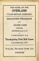["<p> Event program.  At head of title: The Home of the Overland Tyler Motor Company.</p>"]