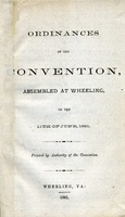 ["Print copies of digital scans of pamphlet.  \"Printed by authority of the convention.\"  \"Wheeling, Va.: 1861.\"  Copy imperfect: pages 3-38 of 65 pages wanting?"]