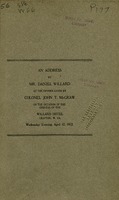 ["&lt;p&gt; Pamphlet. Address about the history of the Baltimore and Ohio Railroad, specifically its role in West Virginia, and its hopes of a continued mutually beneficial relationship.&lt;br /&gt; &lt;br /&gt;  &lt;/p&gt;"]