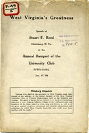 ["&lt;p&gt; Pamphlet. Address given in Pittsburgh, Pennsylvania, by former Senator, S.F. Reed on January 17, 1908, about West Virginia history and prominent citizens.&lt;br /&gt; &lt;br /&gt;  &lt;/p&gt;"]